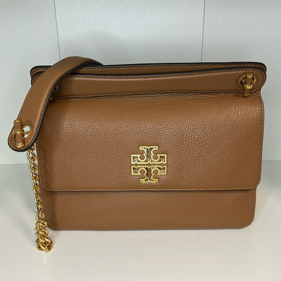 Tory Burch Britten Flap Shoulder Bag— Bark/209 - Picture 2 of 14